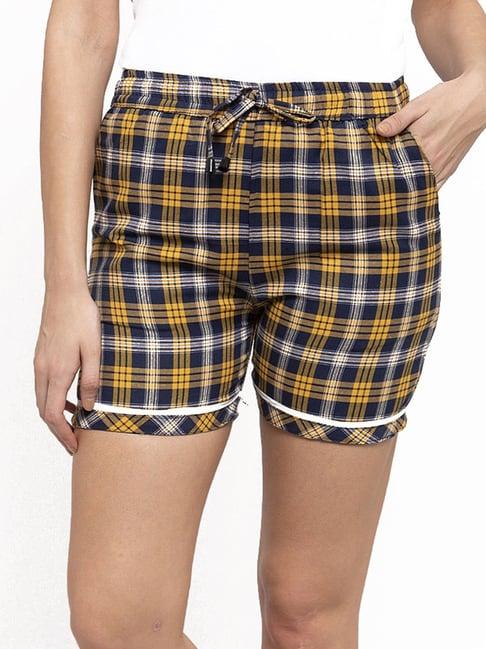 secret wish blue & yellow checks shorts