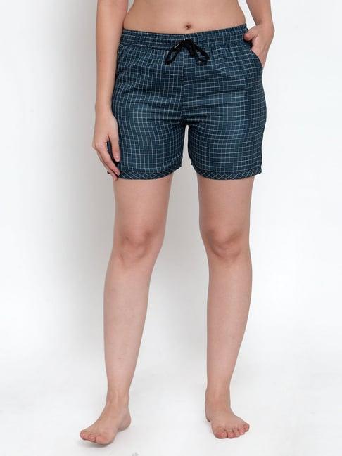 secret wish teal checks shorts