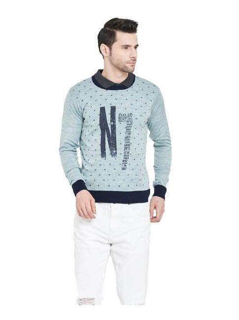 duke sea green printed sweater