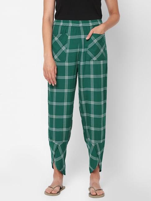 mystere paris green & white checks lounge pants