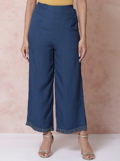 rangriti indigo regular fit palazzos