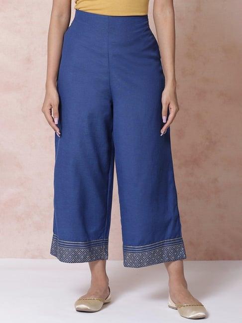 rangriti indigo regular fit palazzos