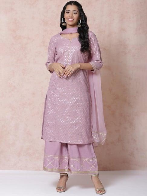 rangriti women purple straight suit set