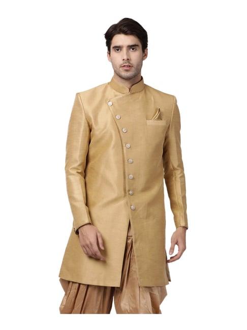 vastramay beige straight fit sherwani