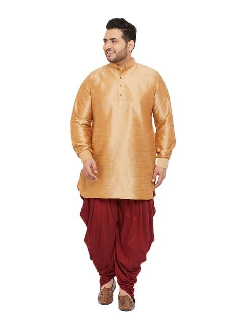 vastramay beige & maroon regular fit self pattern kurta patiala set