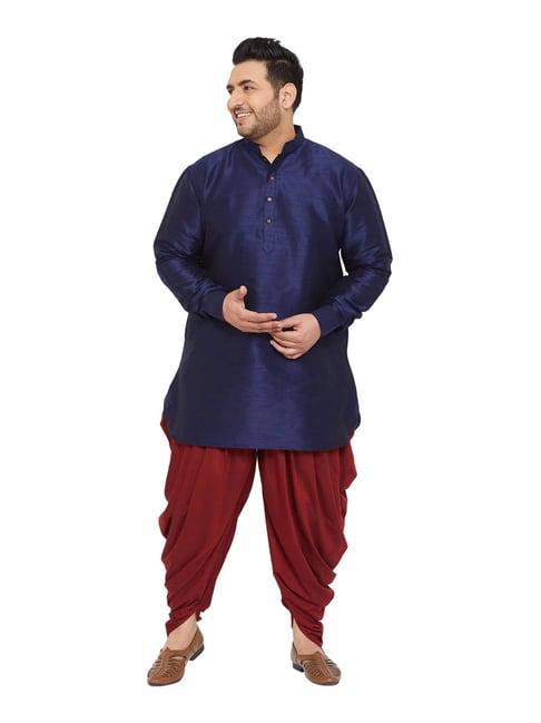 vastramay navy & maroon regular fit self pattern kurta patiala set