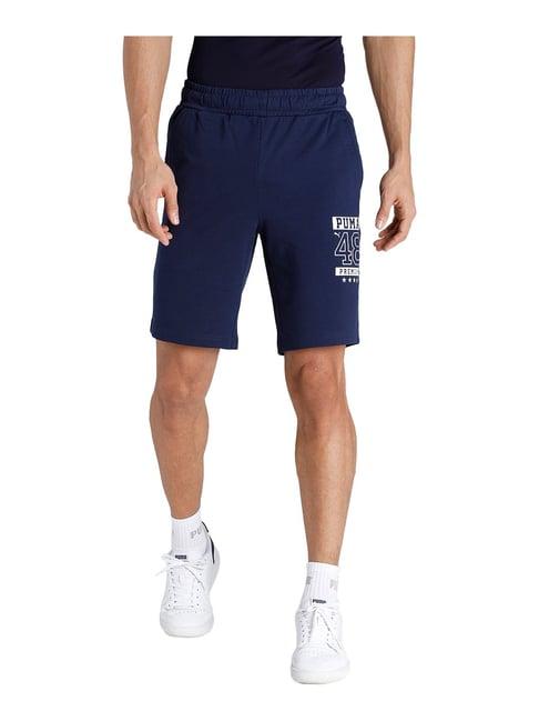 puma graphic blue cotton shorts