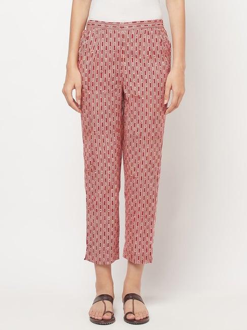 fabindia red cotton printed pants