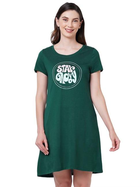 soie green graphic print night dress