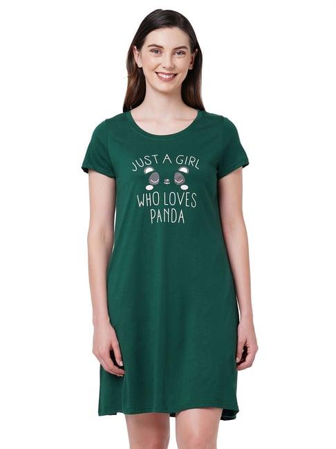 soie green graphic print night dress