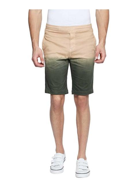 disrupt beige mid rise bermuda shorts