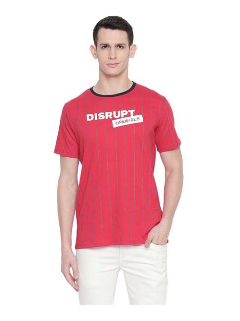 disrupt red short sleeves striped t-shirt