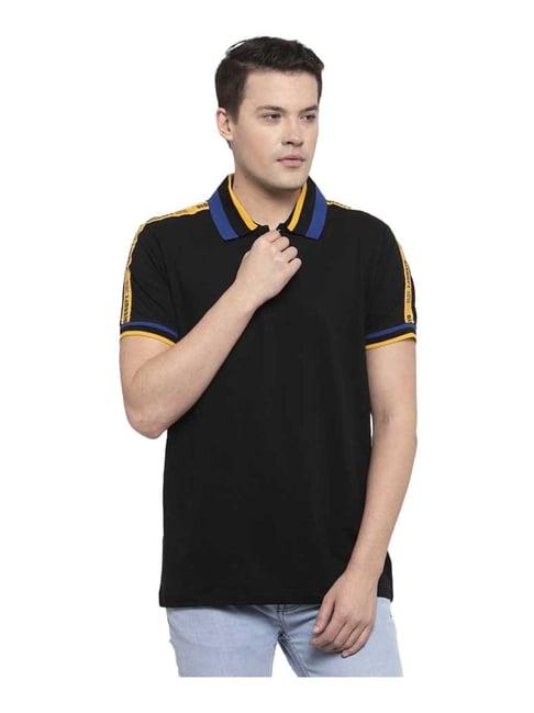 disrupt black cotton short sleeves polo t-shirt