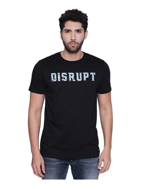 disrupt black regular fit printed t-shirt