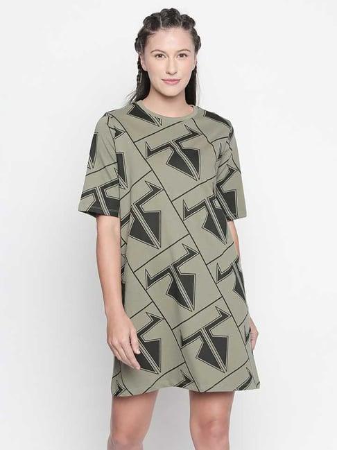 disrupt olive printed t-shirt dress