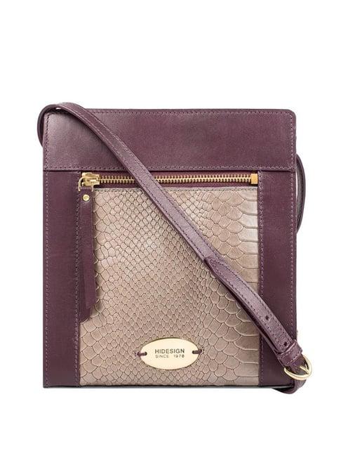 hidesign ecom violet textured medium sling handbag