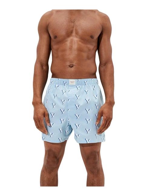 american eagle outfitters sky blue cotton regular fit printed boxers