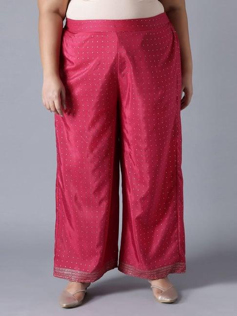 w pink printed palazzos