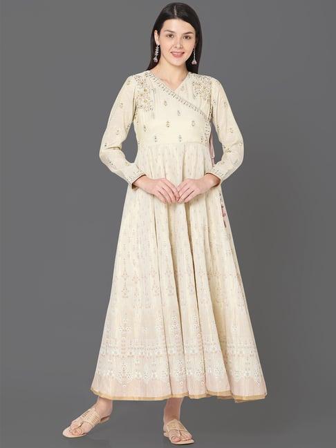 ojas design off-white embroidered kurta