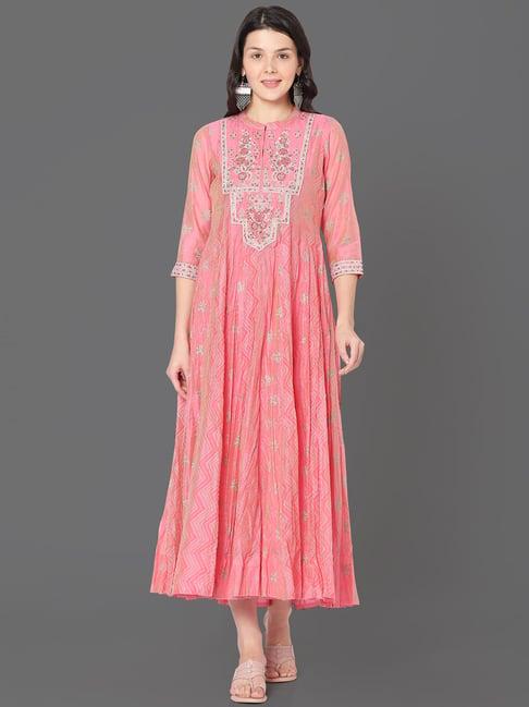 ojas design pink embroidered kurta