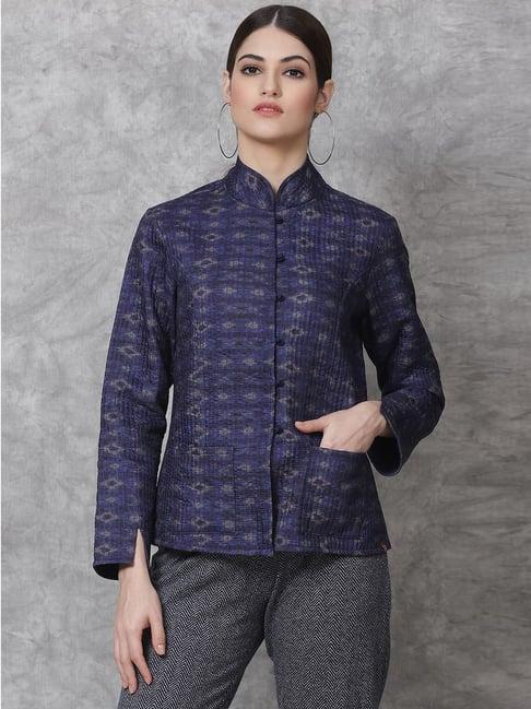 biba navy embroidered jacket