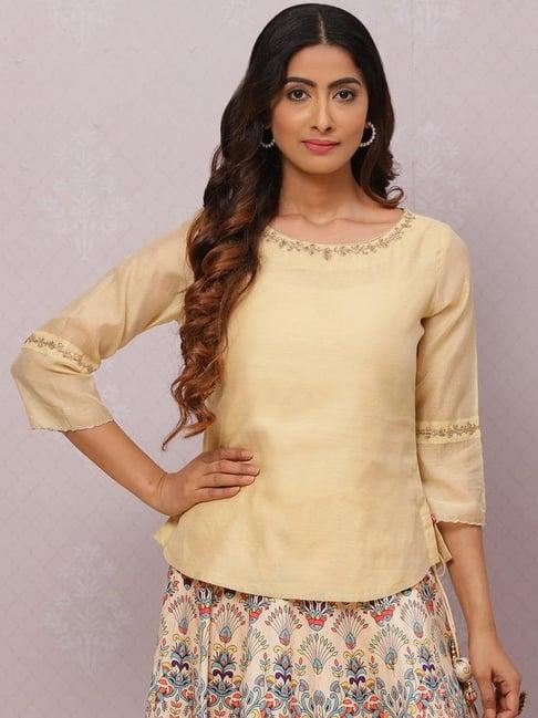 biba beige straight kurti