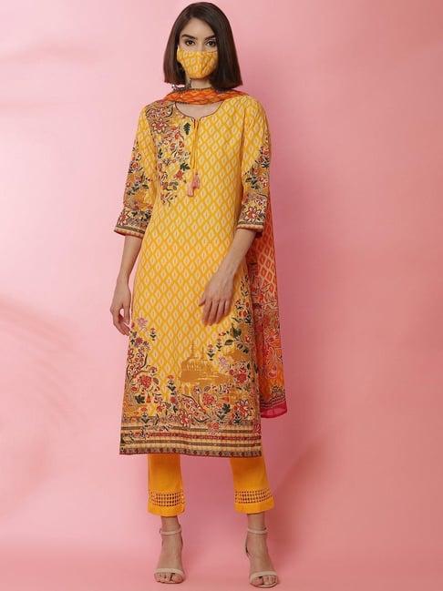 biba yellow printed suit set