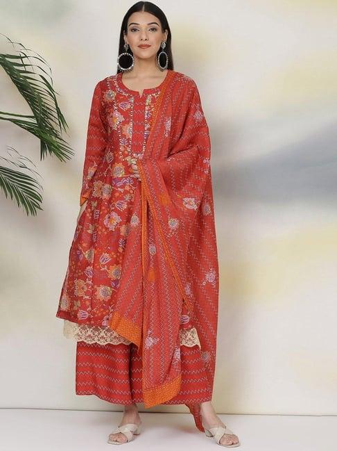 biba red printed suit set