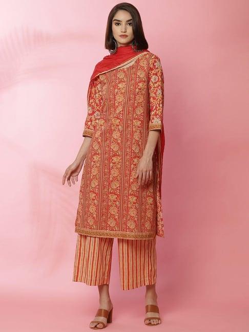 biba red printed suit set