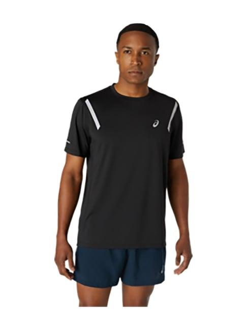 asics black regular fit solid t-shirt