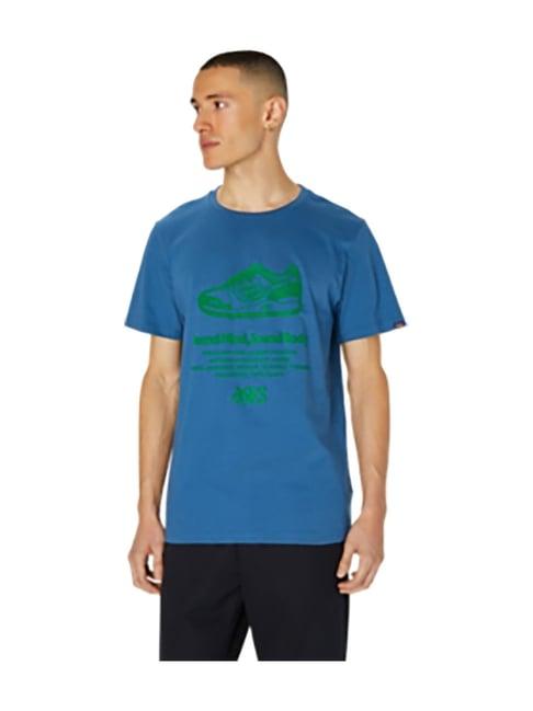 asics blue round neck regular fit t-shirt