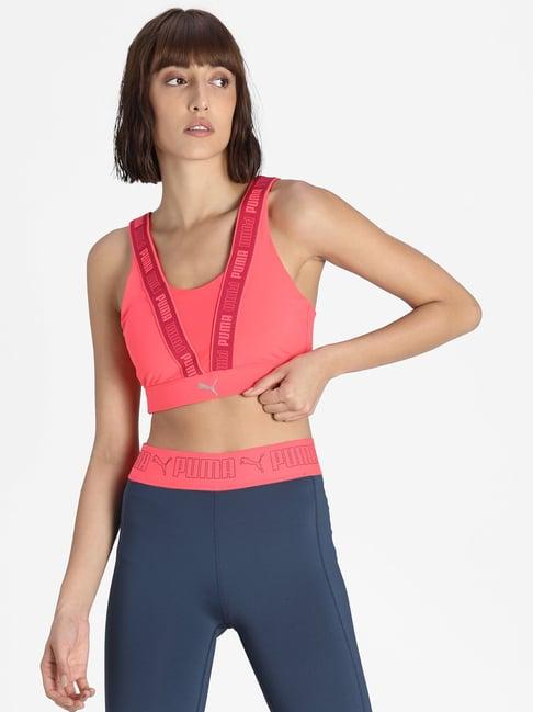 puma pink scoop neck sports bra