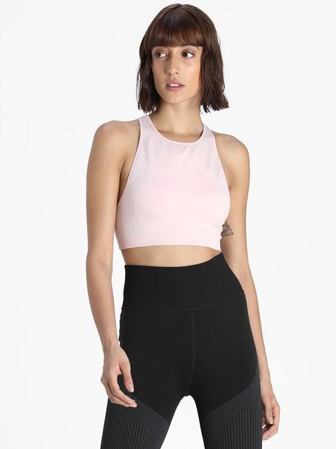 puma pink round neck sports bra