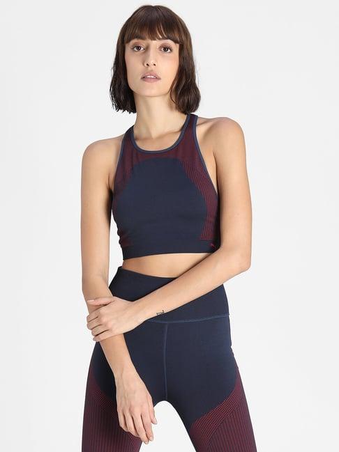 puma blue round neck sports bra