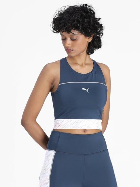 puma navy round neck crop top