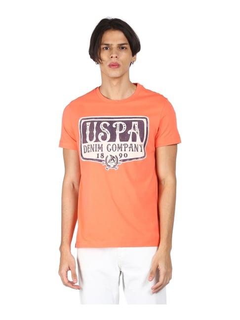 u.s. polo assn. coral regular fit logo printed t-shirt - flexi collection