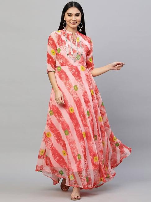 fashor pink printed maxi dress