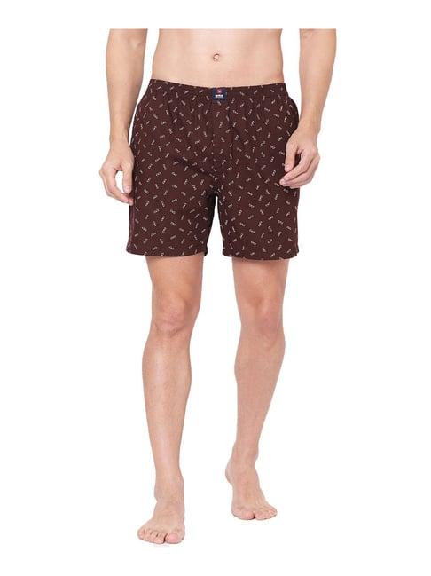 underjeans by spykar brown printed boxers