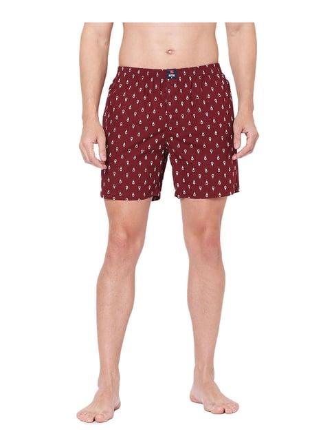 underjeans by spykar maroon printed boxers