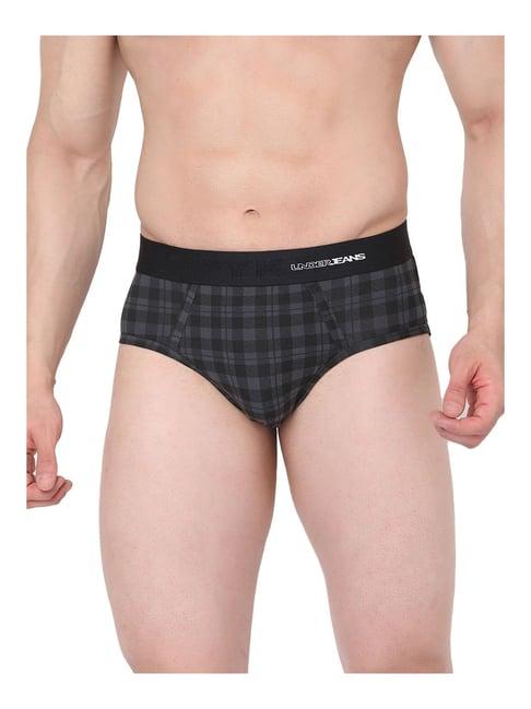 underjeans by spykar black checks briefs