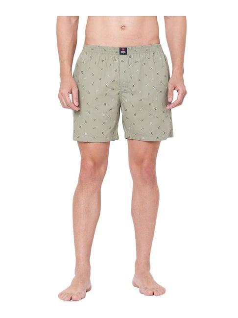 underjeans by spykar light khaki printed boxers