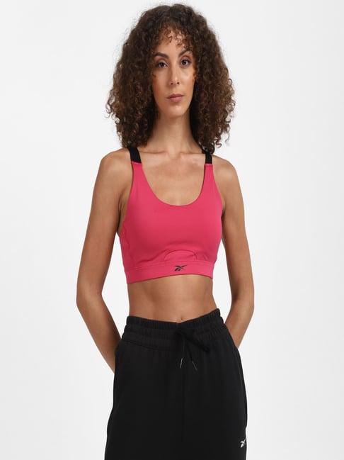 reebok pink non wired non padded ess sports bra