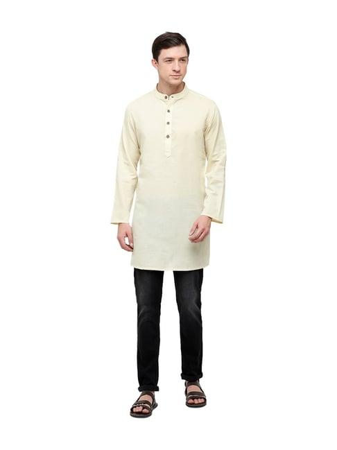 cavallo by linen club yellow solid kurta