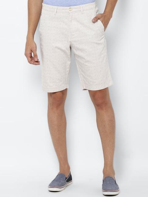 allen solly ivory cotton slim fit printed shorts