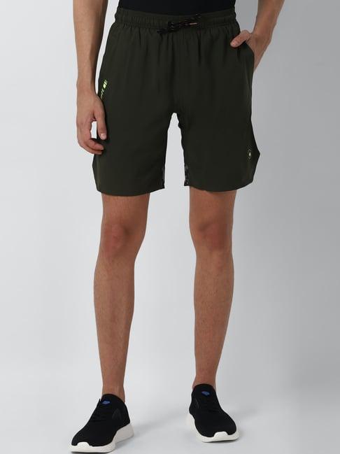 louis philippe olive green slim fit shorts