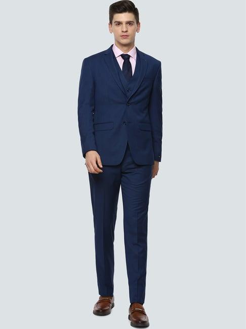 louis philippe navy slim fit three piece suit