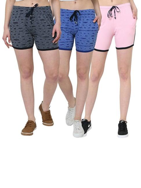 vimal jonney multicolor solid shorts pack of 3