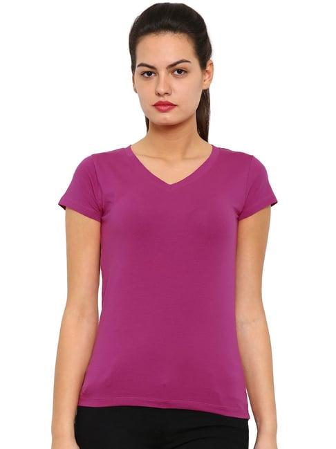 de moza fuchsia v neck t-shirt