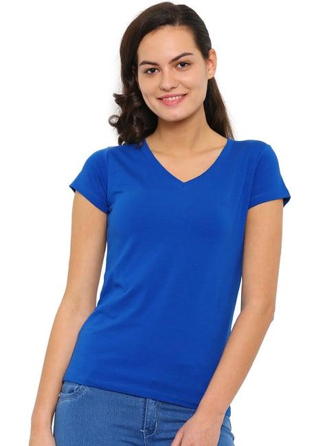 de moza royal blue v neck t-shirt