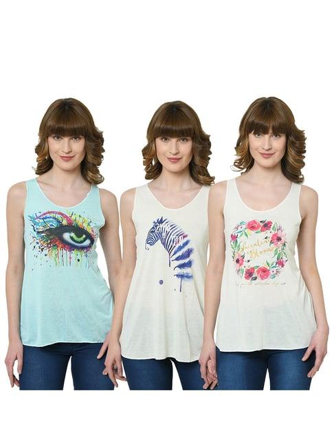 vimal jonney graphic printed multicolor tank tops pack of - 3